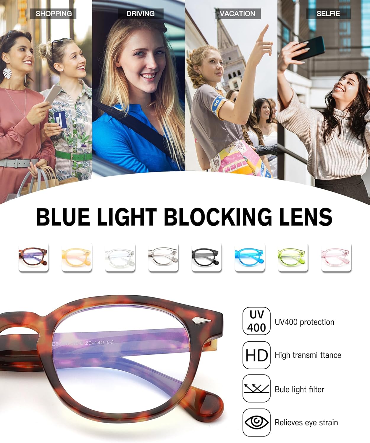Pro Acme Gafas de luz azul redondas retro para hombres y mujeres, a la moda, UV400, gafas antiazul, lentes transparentes de 2.165 in