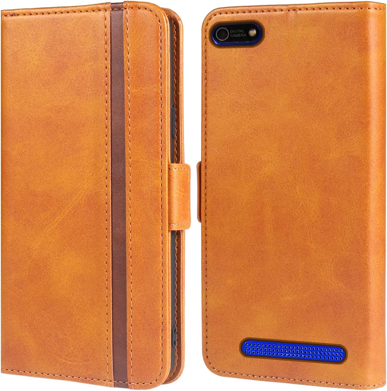 Compatible con Cloud Mobile Stratus C5 – Funda tipo cartera con correa para la muñeca y soporte de cuero para tarjetas, accesorios celulares,