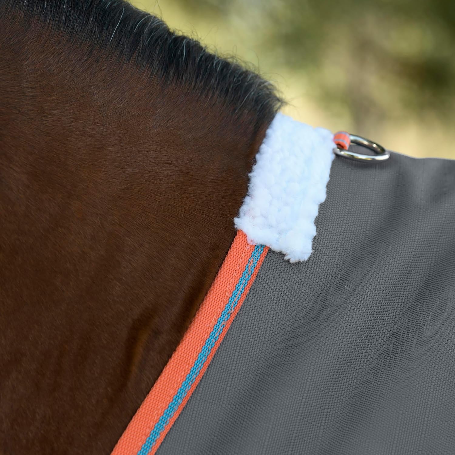 WeatherBeeta ComFiTec Essential Plus Detach-A-Neck – Manta mediana para caballo, grisnaranjaazul, 48 pulgadas