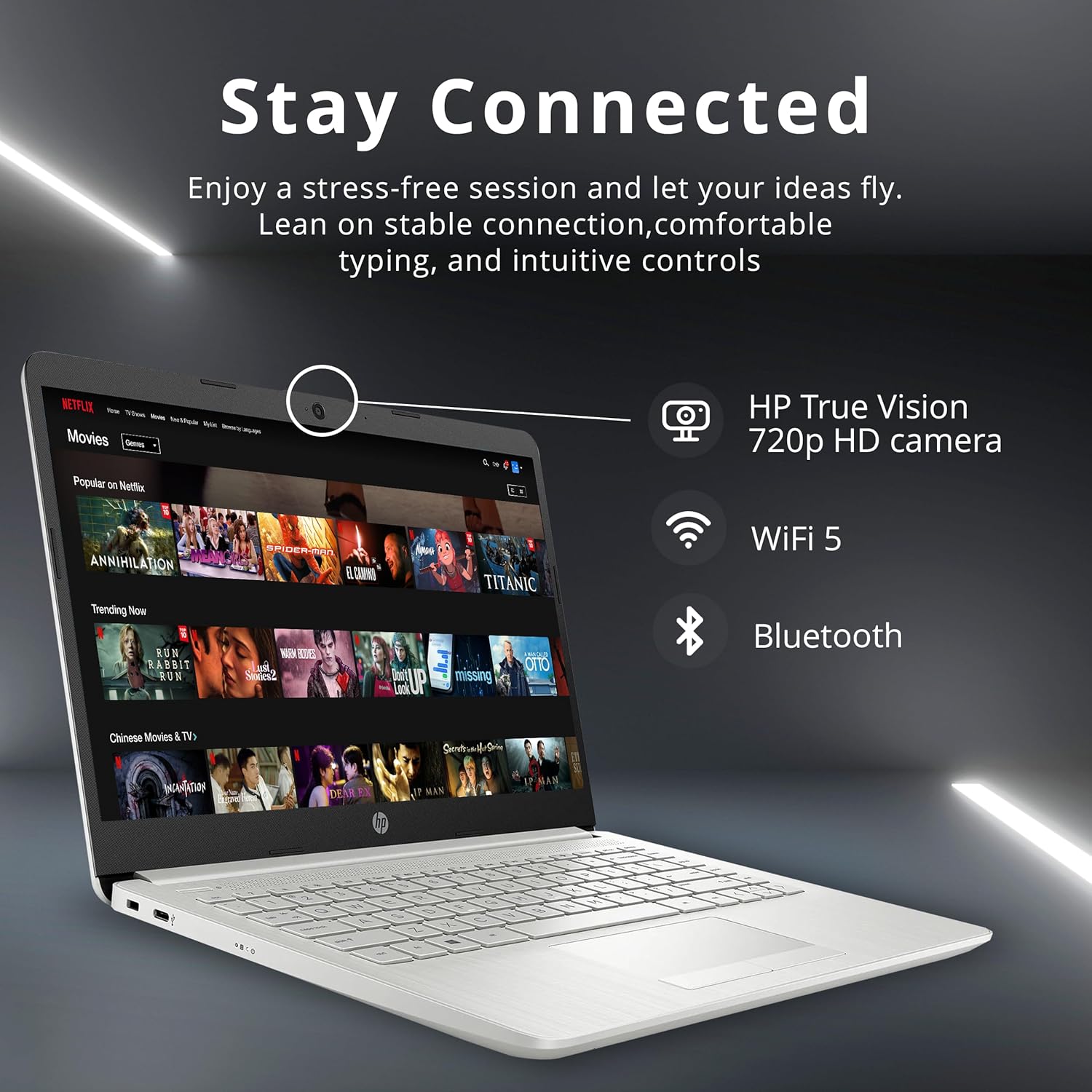 HP Premium Stream – Laptop BrightView HD de 14 pulgadas, Intel Celeron N4120, 4 GB de RAM, 64 GB eMMC, gráficos Intel UHD, cámara web HD, 1 año
