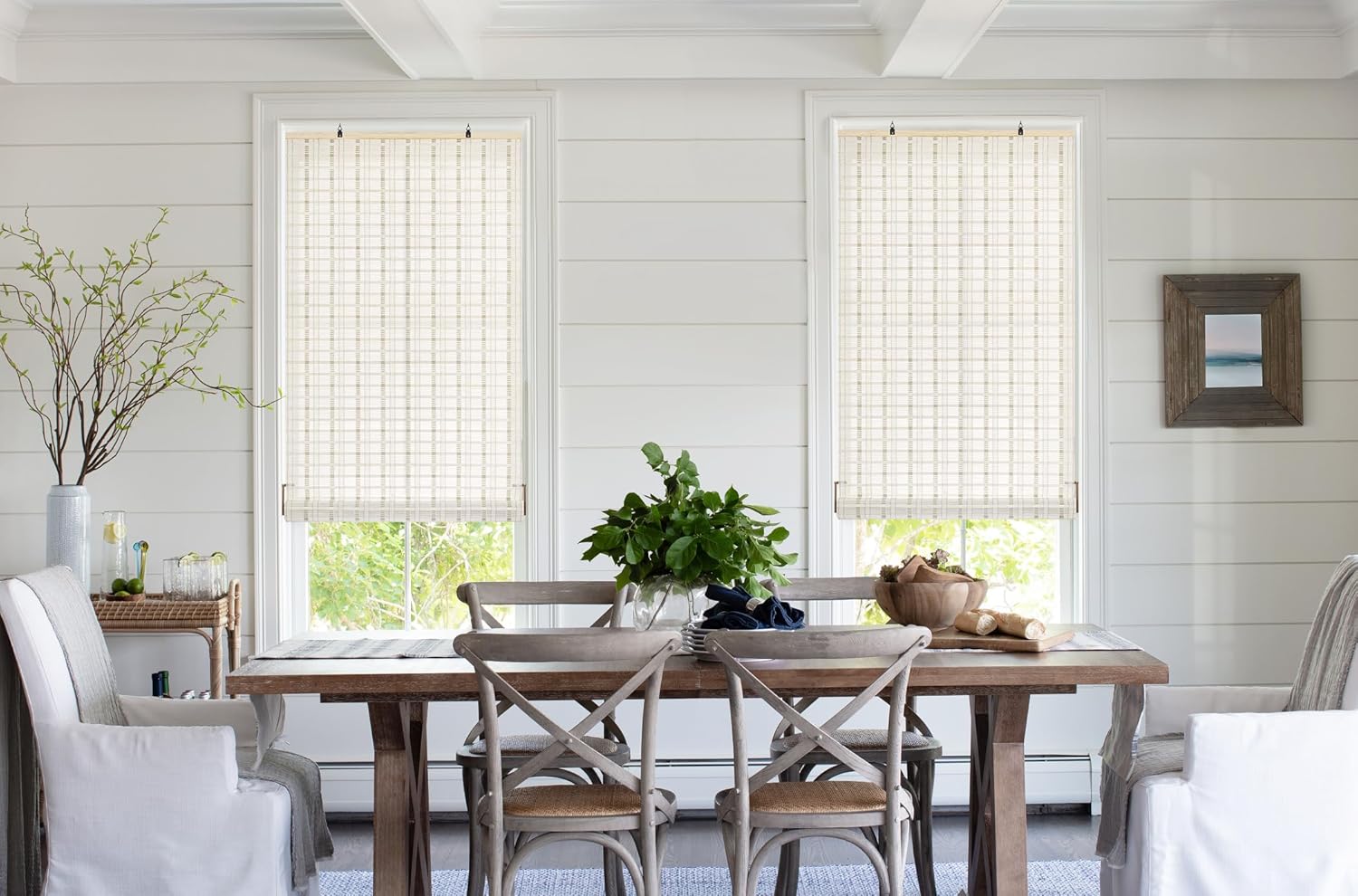 LazBlinds Persianas de bambú sin cordón, persianas enrollables de bambú para ventanas, persianas colgantes con filtro de luz, persianas de bambú