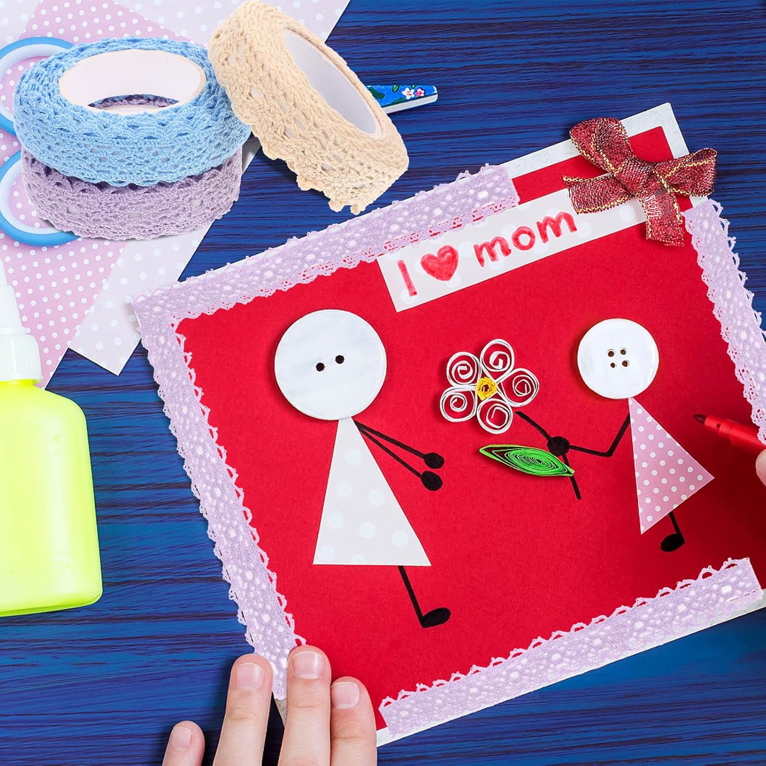 Ciieeo 3 rollos de cinta de encaje de tela, cintas washi, calcomanías caseras, álbumes de recortes, cinta decorativa para manualidades, cintas de