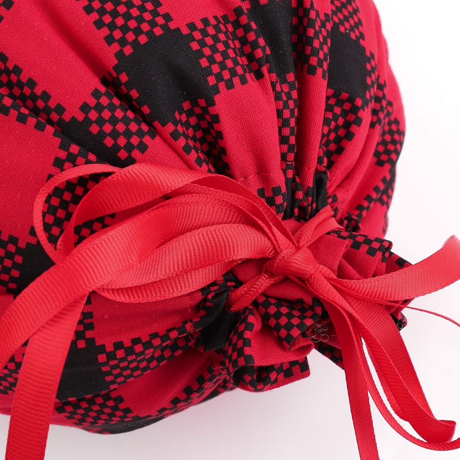 Aneco 10 mini bolsas a cuadros de búfalo de 11.8 x 9.8 pulgadas, bolsa con cordón, bolsa de regalo de Navidad, bolsas de Navidad de algodón para