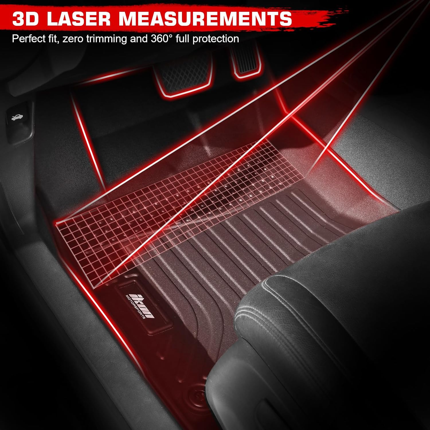 IKON MOTORSPORTS Alfombrillas de suelo de TPE 3D, compatibles con Ram 1500 Crew Cab 2019-2023, revestimientos de piso antideslizantes impermeables