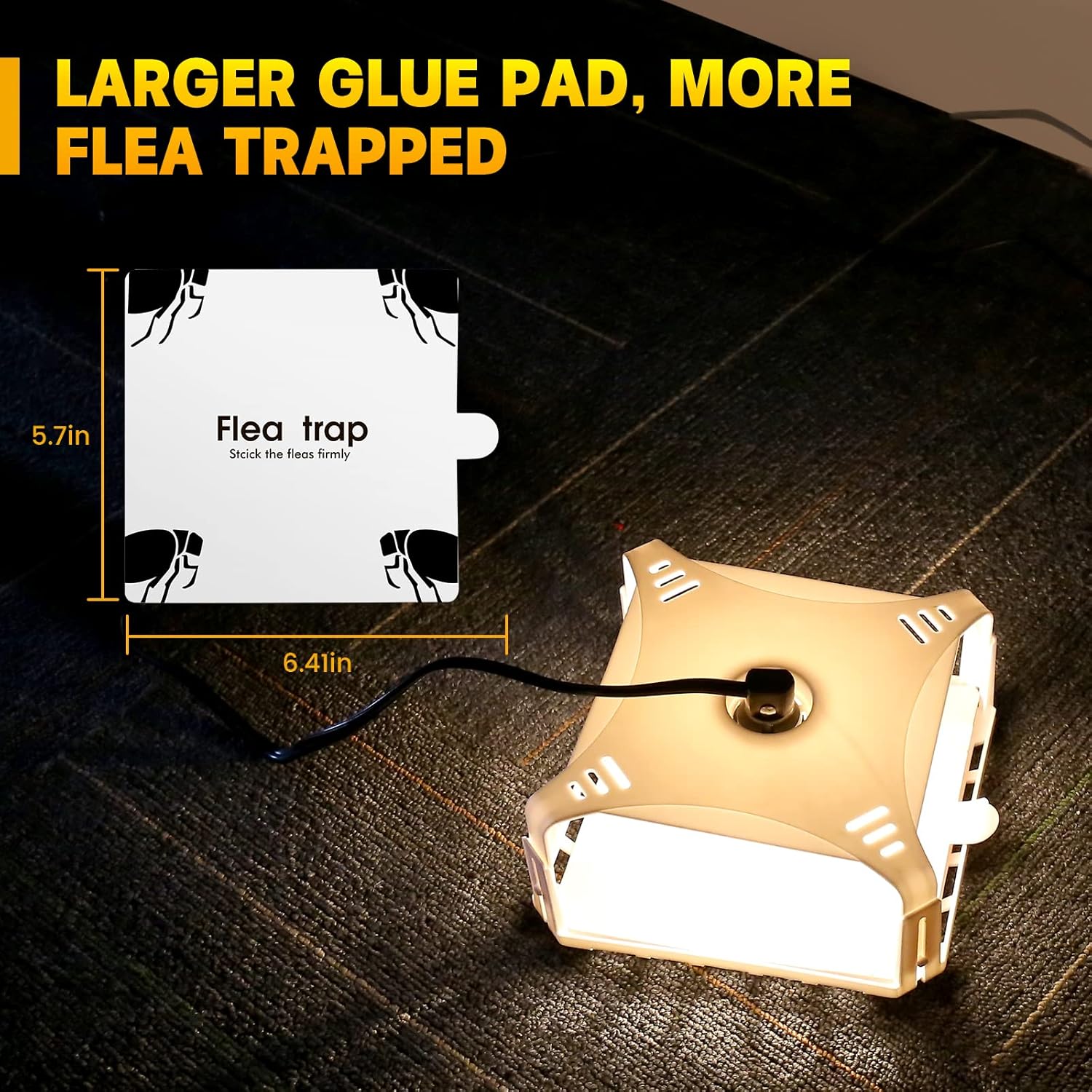 Trampas eléctricas para pulgas para el interior de tu hogar (2 paquetes), trampa retráctil para pulgas con repuesto de trampa adhesiva para pulgas y