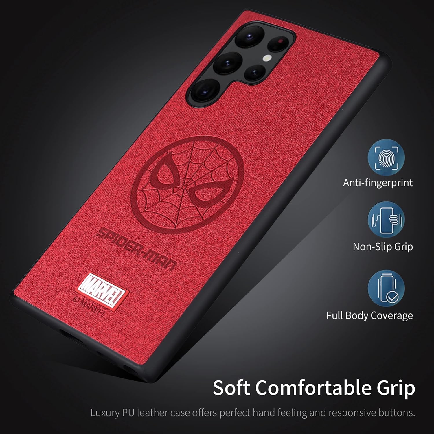 IRON SPIDER Funda para Galaxy S22 Ultra, con personaje de superhéroe Samsung S22 Ultra, funda de piel color rojo araña