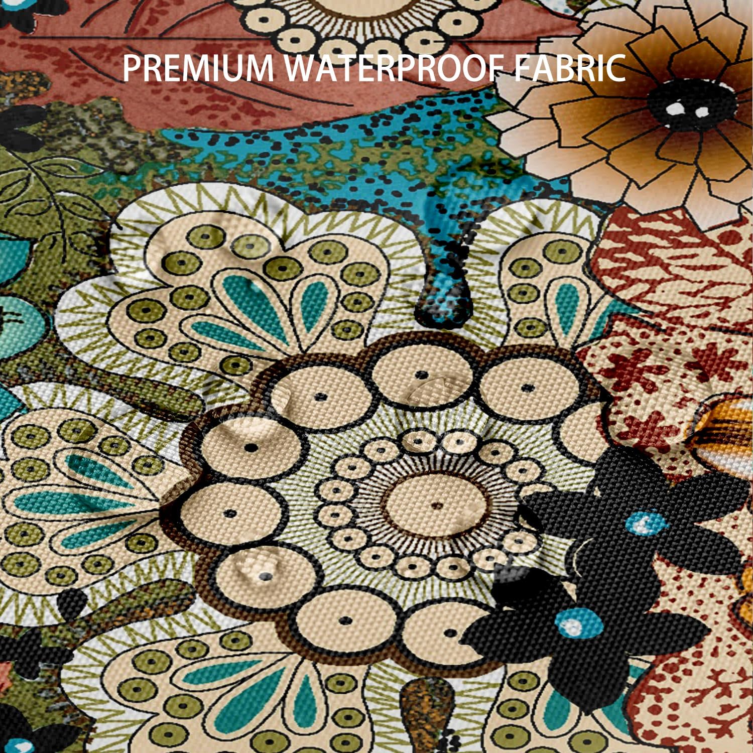 Cortina de ducha con diseño floral bohemio, elegante y bohemio, cortina de ducha de tela impermeable con 12 ganchos, 72 x 72 pulgadas