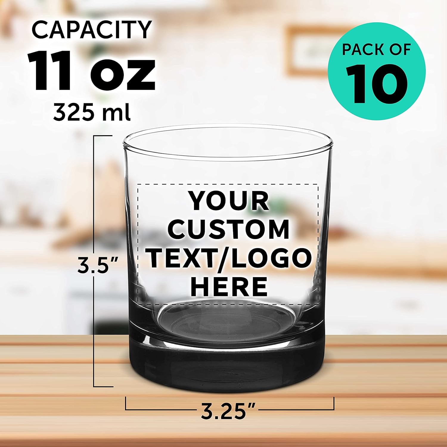 Libbey – Vasos de whisky personalizados de 10 onzas, juego de 10 unidades, paquete personalizado a granel, base pesada, vaso antiguo de moda,