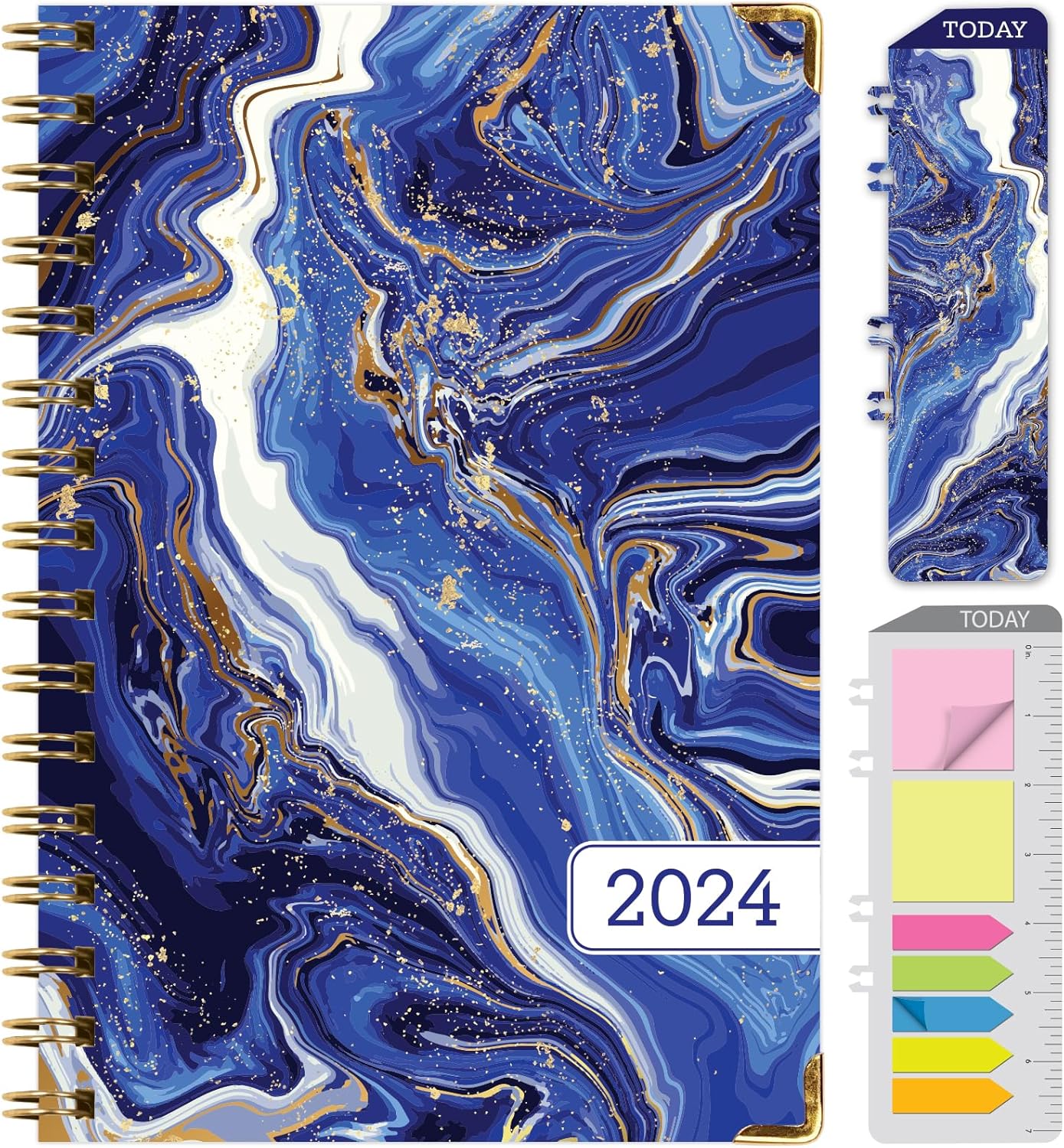 Global Printed Products, Agenda 2024 de tapa dura (noviembre de 2023 a diciembre de 2024) agenda diaria, semanal, mensual, diaria, marcapáginas,