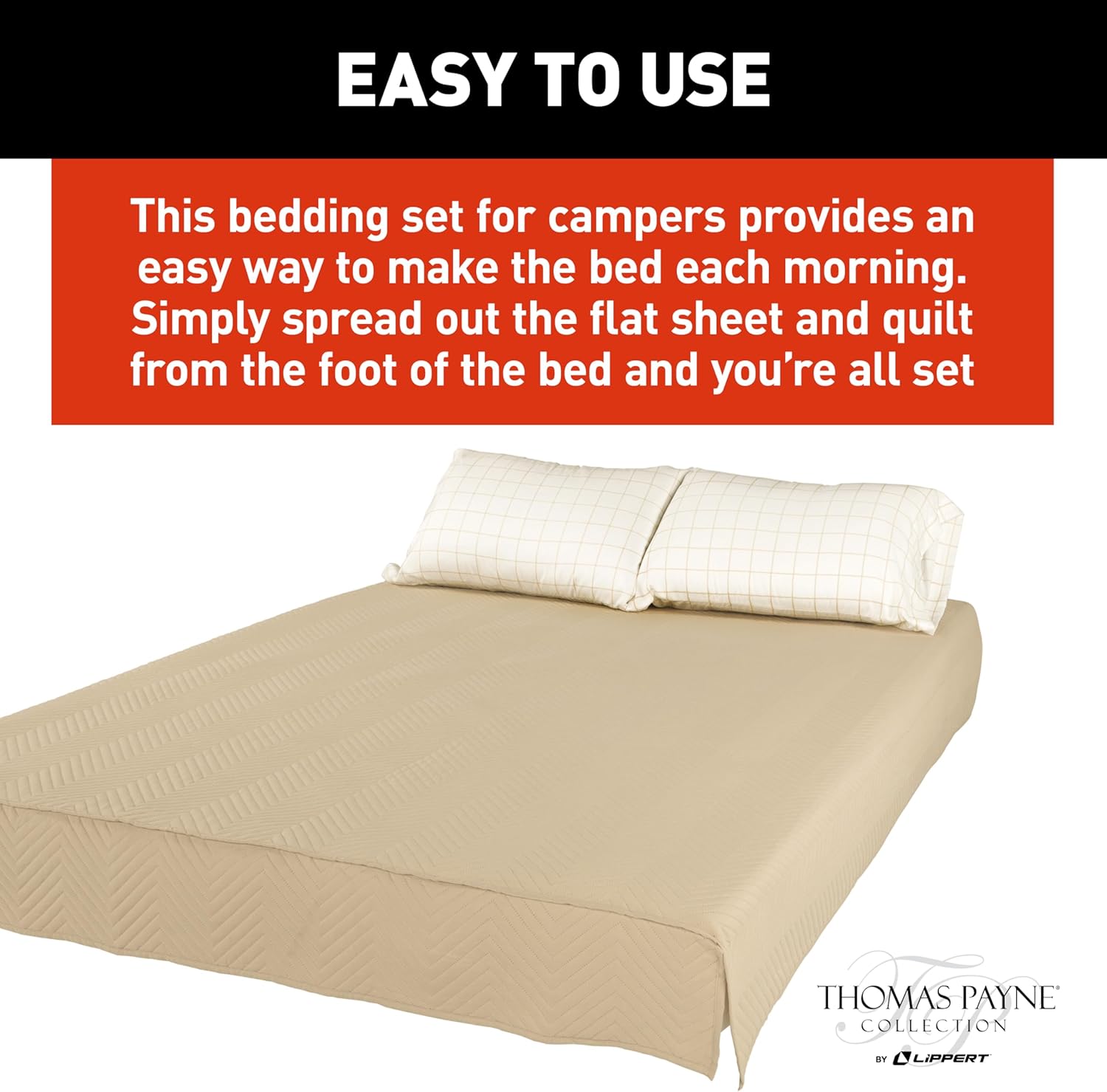 Lippert Easy Zzzs – Juego de ropa de cama para caravana, tamaño King estrecho, color marrón