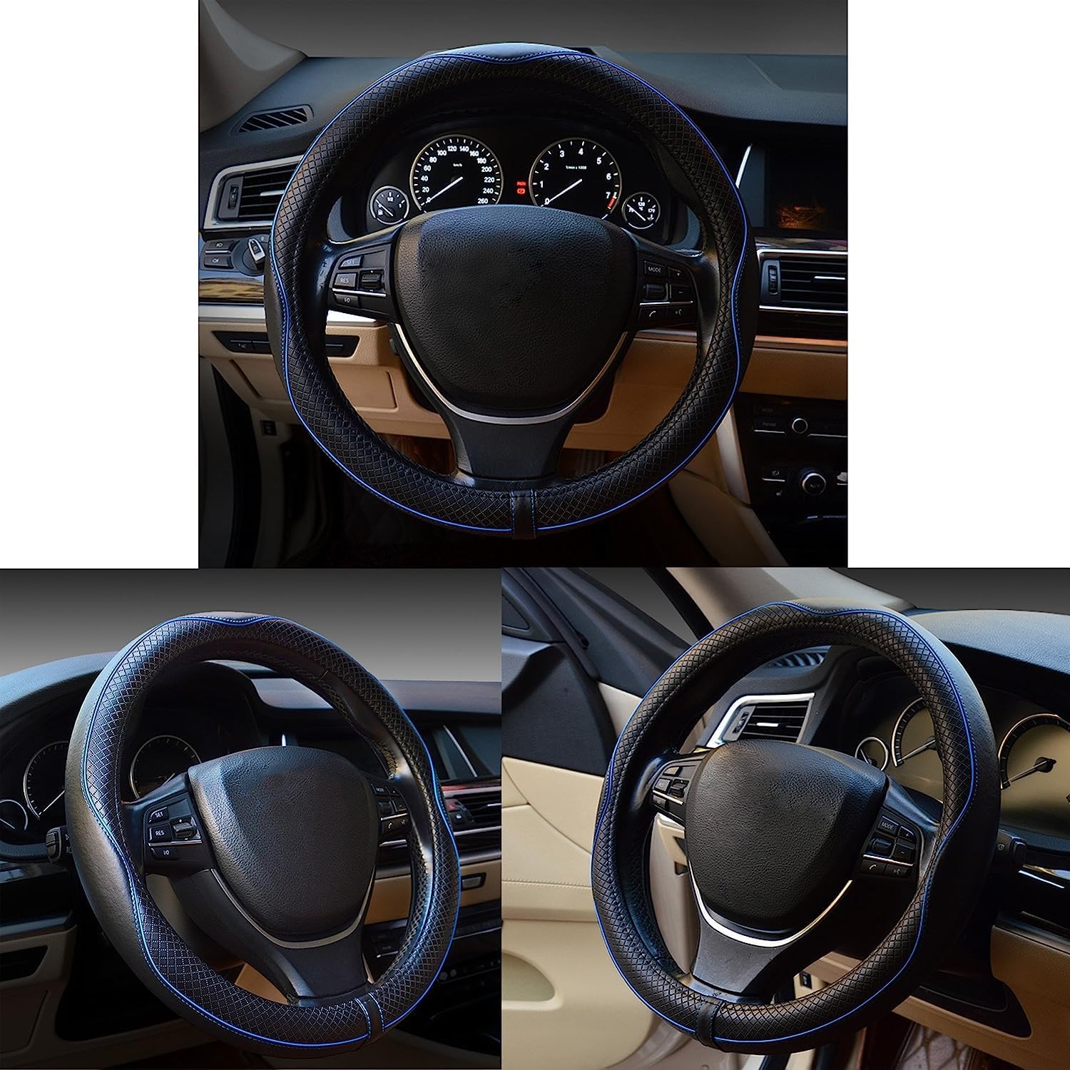 Zlirfy Funda de cuero de microfibra para volante de automóvil, funda universal para volante de automóvil, funda transpirable, envolvente completo
