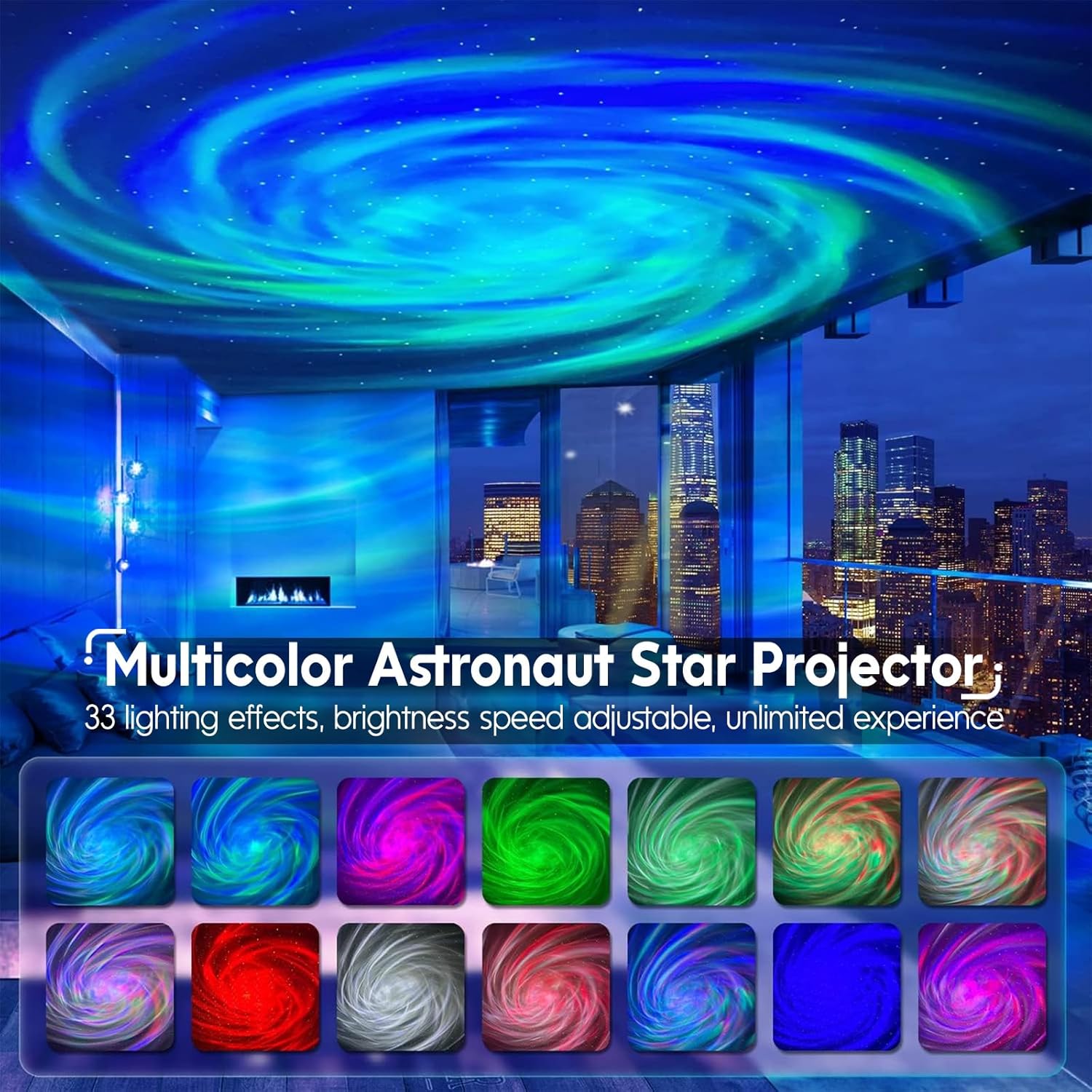 Rossetta Proyector de astronauta, proyector espacial de estrellas para dormitorio, proyector de galaxia, luz nocturna con temporizador y control