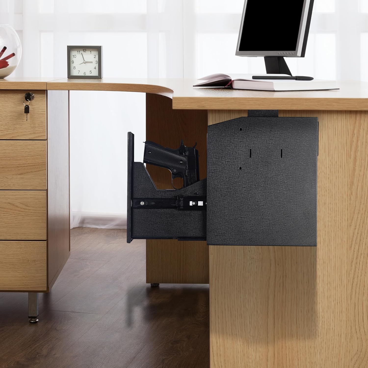 STABAR Caja fuerte para armas – Caja fuerte biométrica para pistola con huella digital, código PIN y entrada de llave, segura para pistola montada