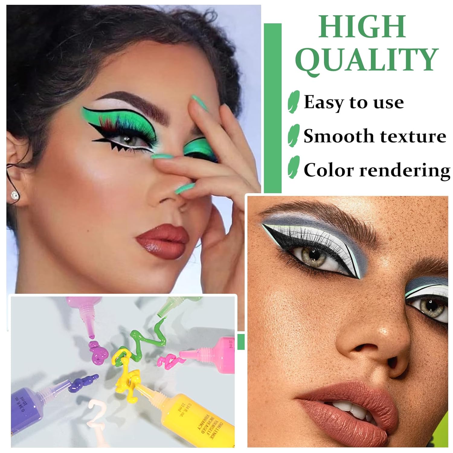 Sombra de ojos verde crema mate Sombra de ojos líquida altamente pigmentada Sombra de ojos líquida de larga duración Sombra de ojos en crema