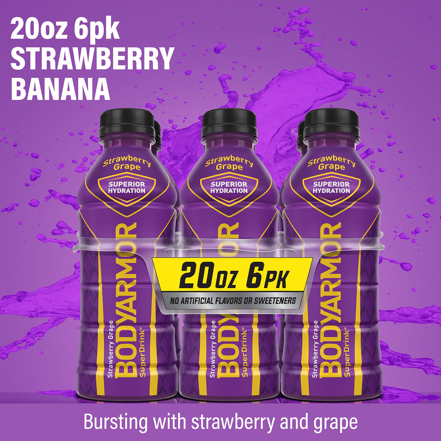 BODYARMOR – Bebida deportiva, Mamba Forever, sabores naturales con vitaminas, electrolitos ricos en potasio, perfecta para deportistas, 20 onzas