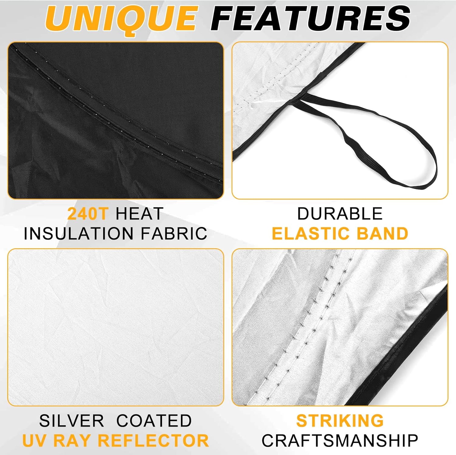 UrbanX Parasol para parabrisas de automóvil para Cadillac CT5, material duradero 240T, visera solar para rayos UV, protección solar y calor,
