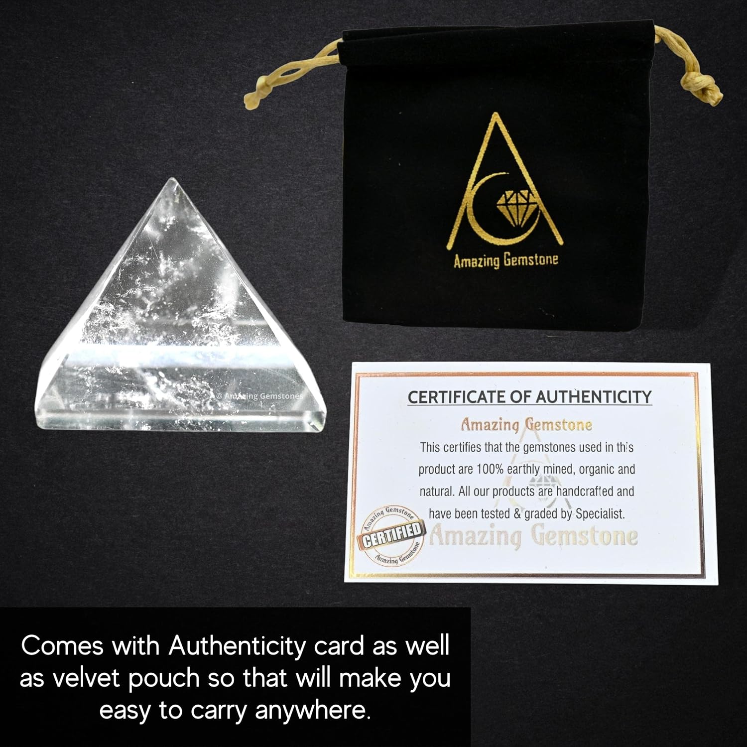 Clear Quartz Pyramid Crystal Healing Stones – 1″ Great Pyramid Figurine of Natural Stone Pyramid for Meditation, Reiki, Chakra Balancing and Crystal