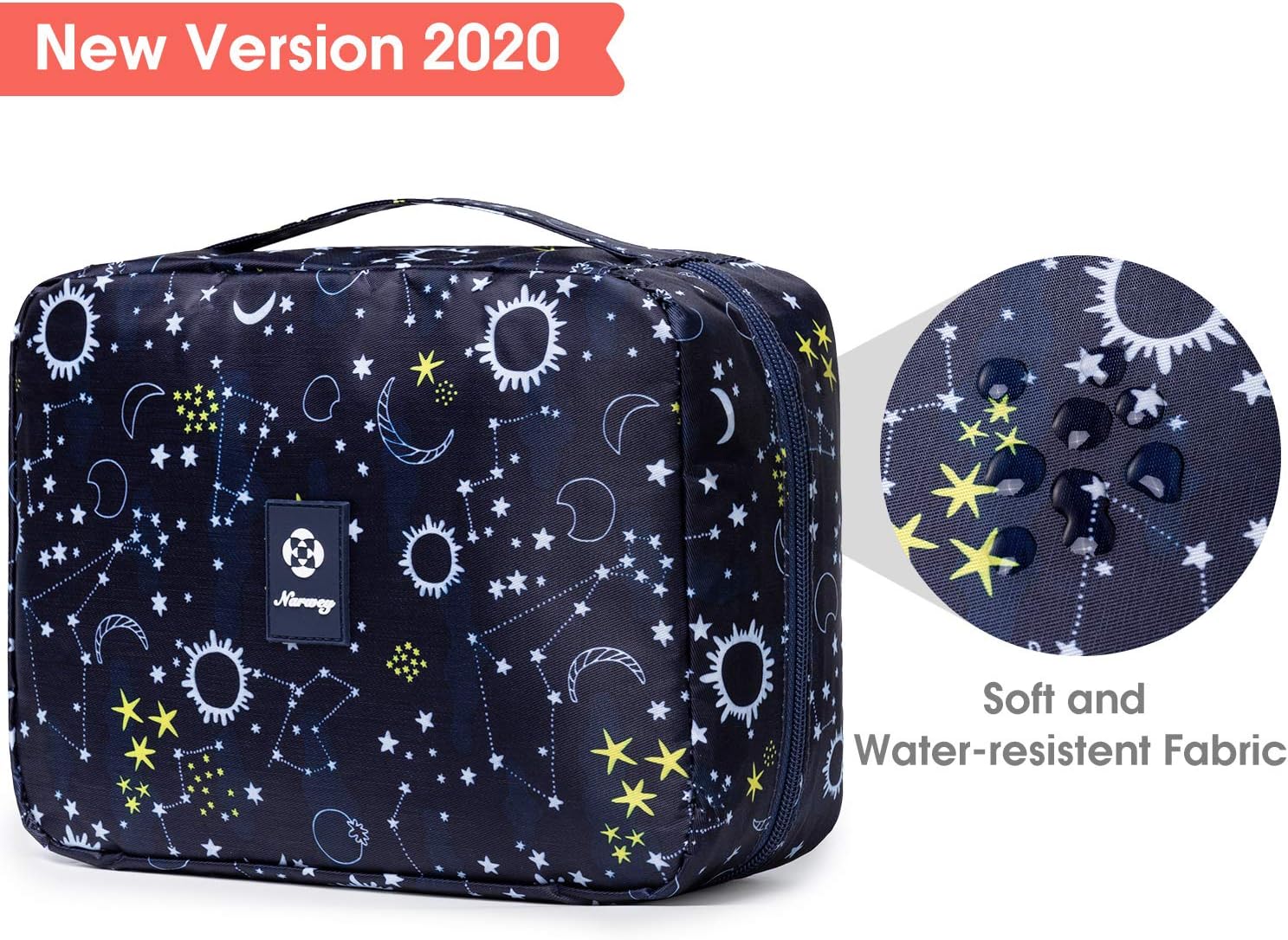 Neceser de viaje colgante, organizador de maquillaje y productos cosméticos para mujer y niña, impermeable (galaxia azul)