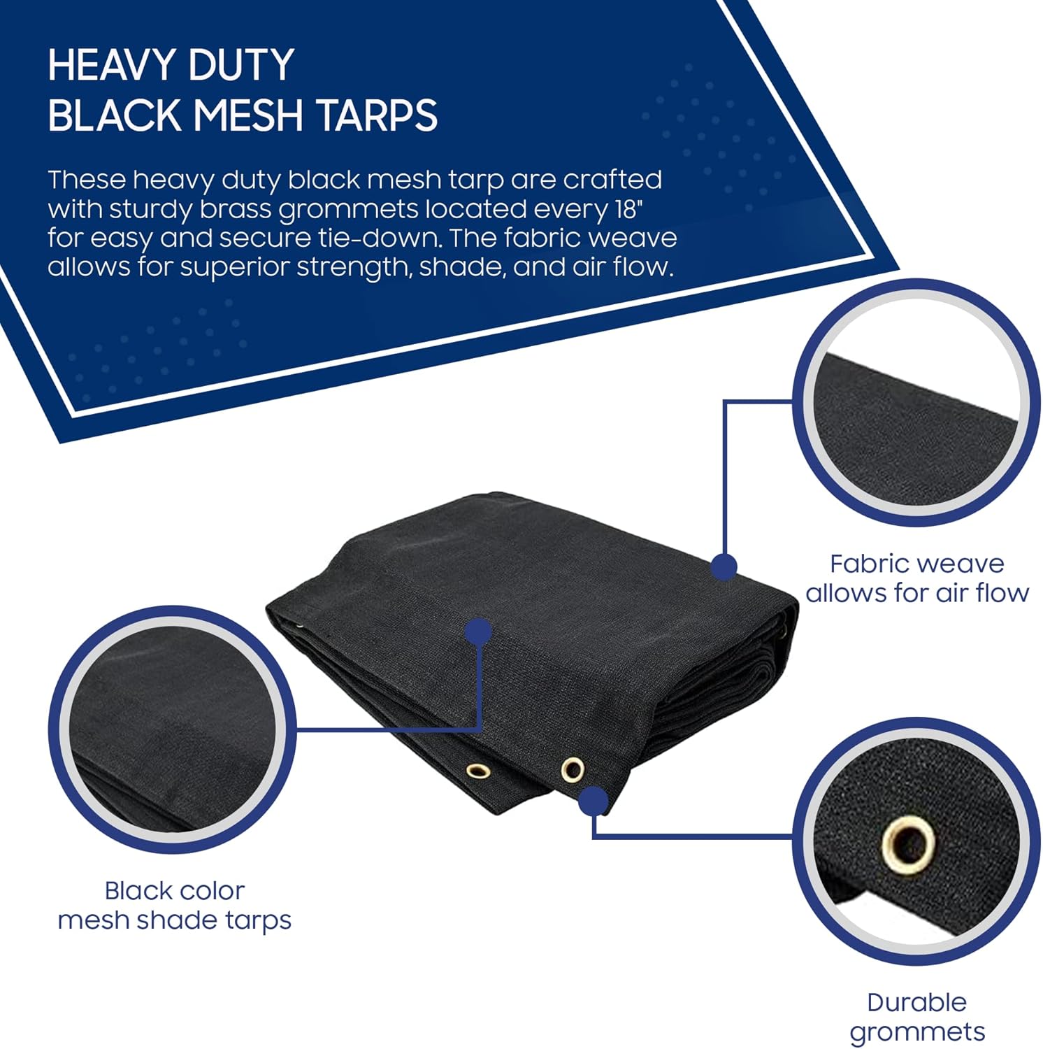 Tarps Now Lonas de malla resistentes (8 x 16 pies) con ojales, lona de tela con 75 % de protección solar para pantalla de patio, bloque de viento,