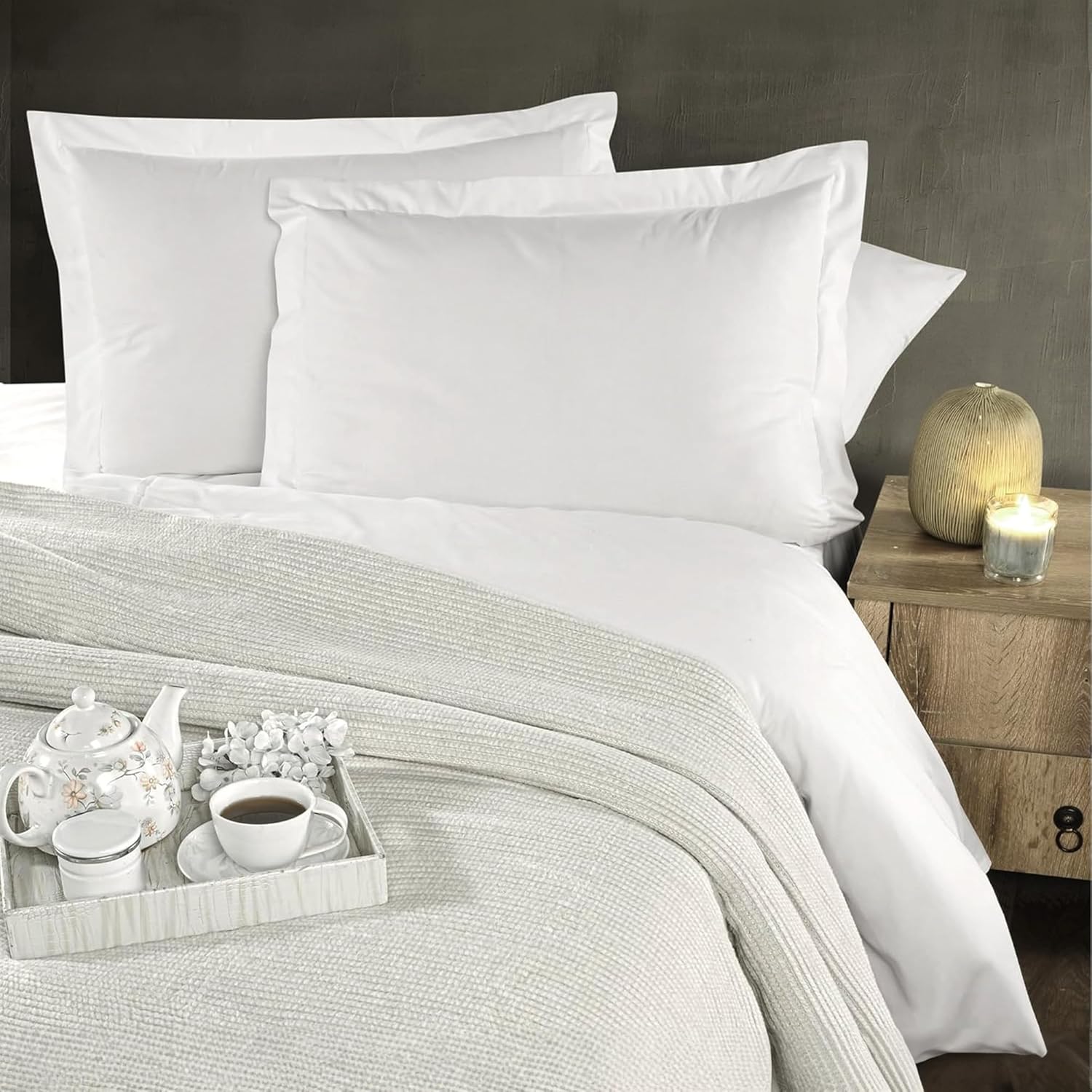 GT Globaltex Fine Linens Lujosa manta de algodón, 86 x 90 pulgadas, suave, cálida y esponjosa, perfecta para cama o sofá, adición decorativa y