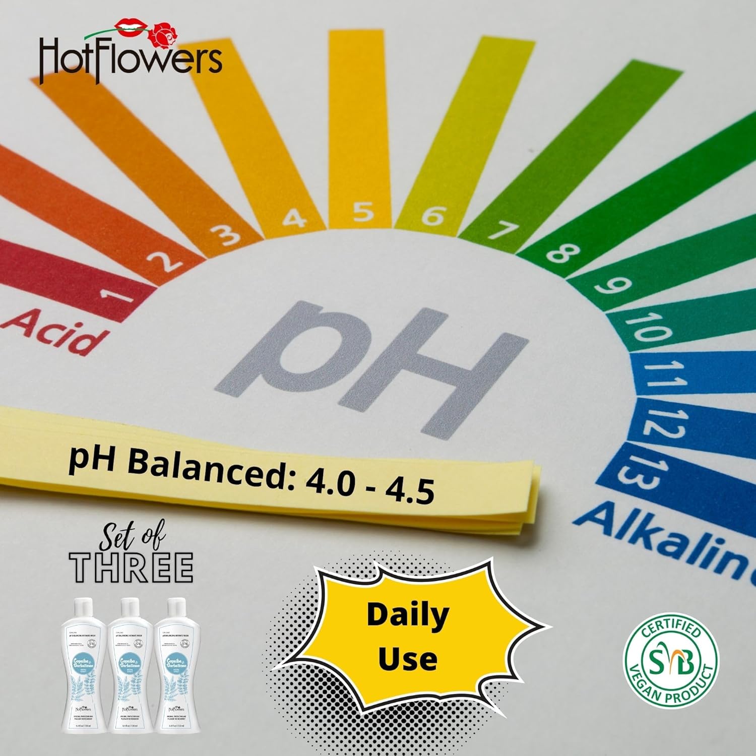HOT FLOWERS Lavado femenino para cuidado íntimo, pH equilibrado para mujeres esenciales para la salud corporal, uso diario, probado por ginecólogos
