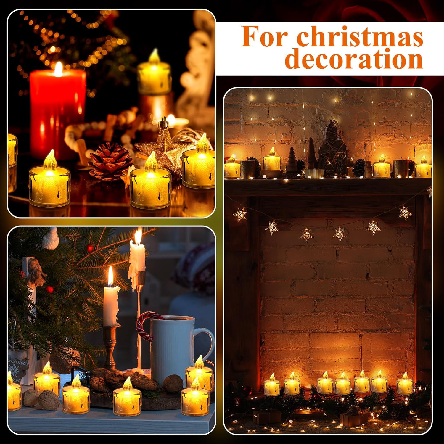 100 velas de té LED de Halloween a granel sin llama parpadeantes velas de té a pilas de larga duración para Halloween, Navidad, boda, hogar, mesa,