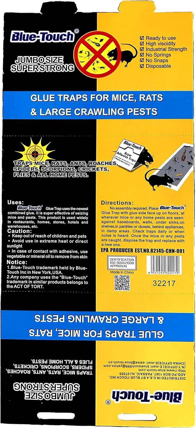 Blue-Touch – Trampas de pegamento extra grandes para ratas, tableros de pegamento perfumados con mantequilla de maní para ratones, ratas, ratones,
