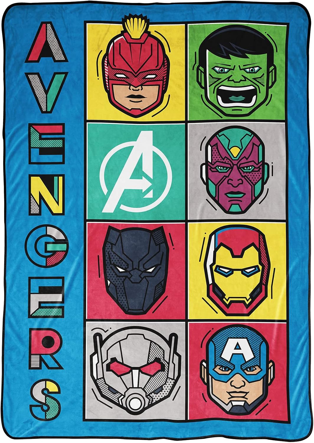Jay Franco Marvel Avengers Pop Manta  Medidas 62 x 90 pulgadas, ropa de cama para niños  Resistente a la decoloración Super Soft Fleece