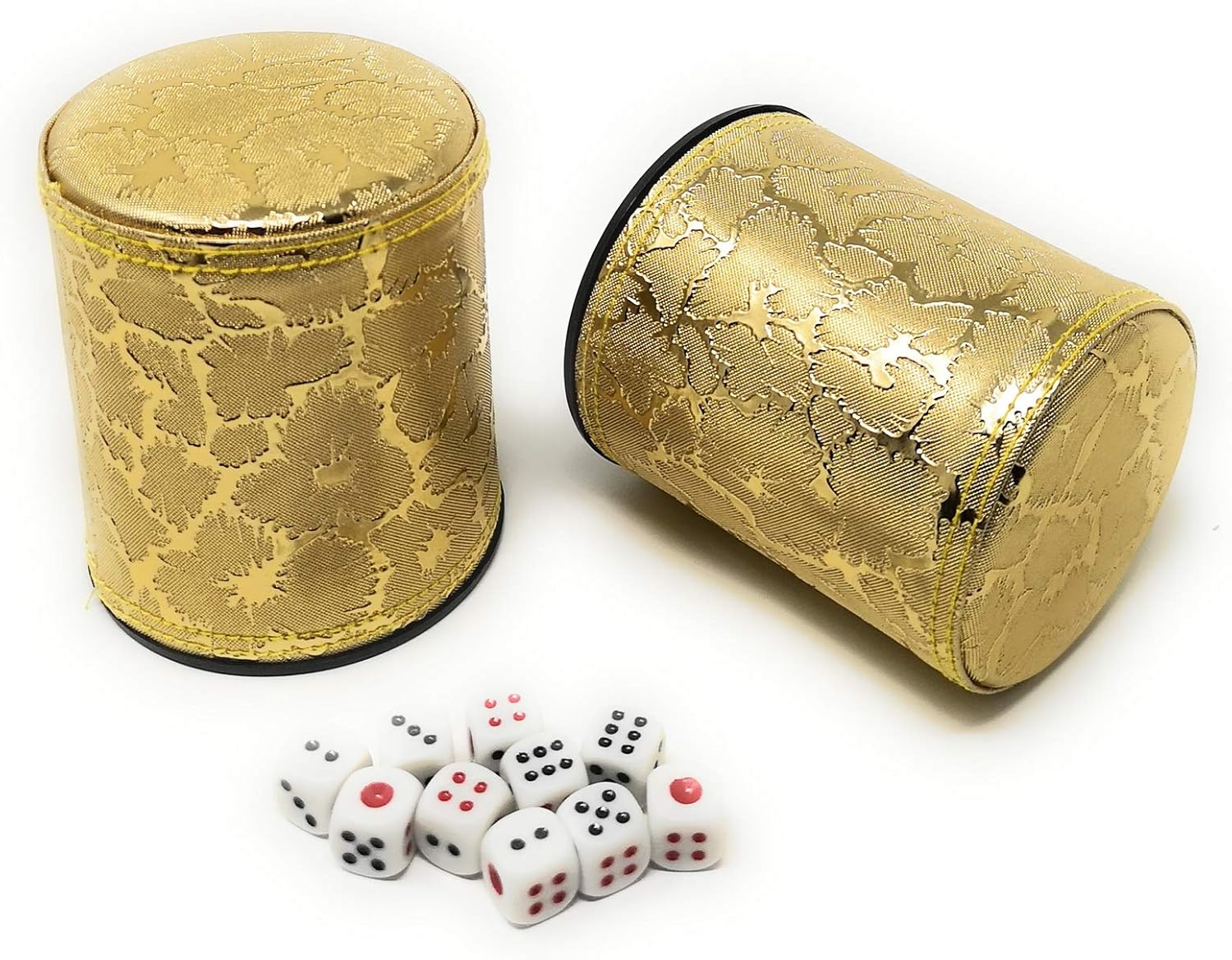 Asian Home Thy Collectibles – Juego de dados con 5 dados, de piel sintética, profesional, juego de tazas para YahtzeeCrapsBackgammon u otros juegos
