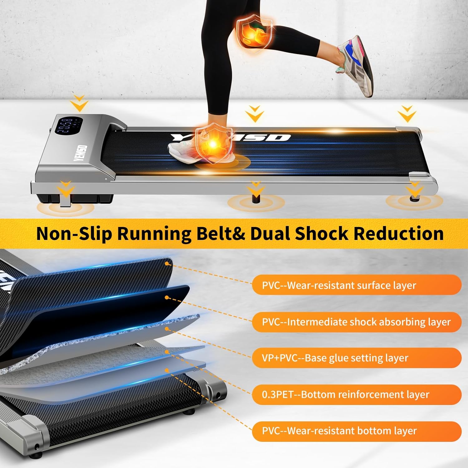 Walking Pad, Under Desk Treadmill for Home and Office, 2 in 1 Portable Walking Pad Treadmill with Remote Control, LED Display