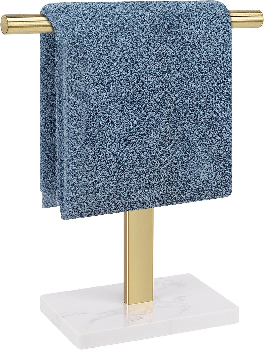 Toallero de mano, soporte para toallas de mano en forma de T para baño con base de mármol, soporte de acero inoxidable 304, toallero de mano