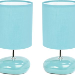 Simple Designs LT2005-BLU-2PK Stonies – Juego de 2 lámparas de mesa con aspecto de piedra pequeña, color azul Simple Designs LT2005-BLU-2PK Stonies – Juego de 2 lámparas de mesa con aspecto de piedra pequeña, color azul