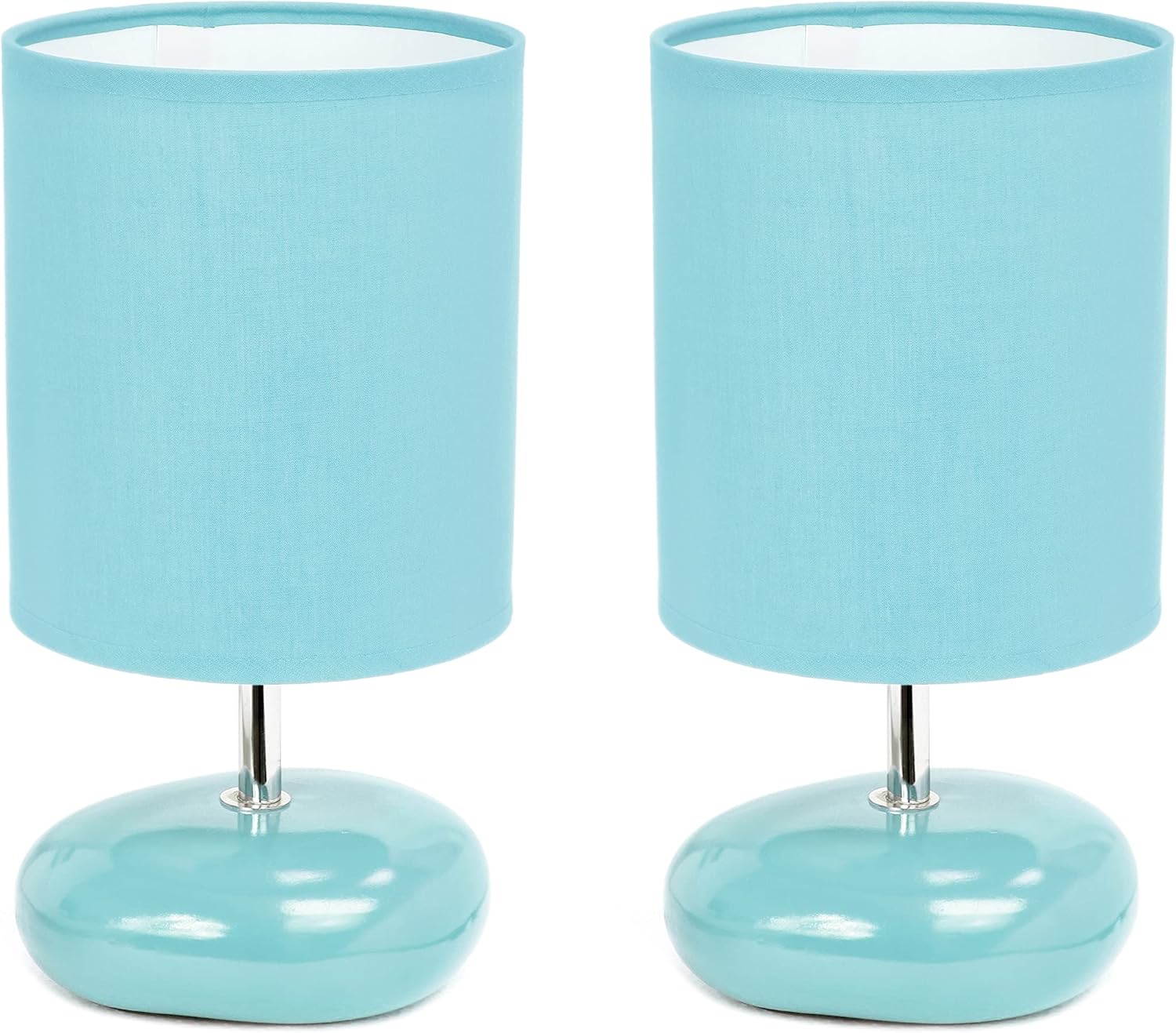 Simple Designs LT2005-BLU-2PK Stonies – Juego de 2 lámparas de mesa con aspecto de piedra pequeña, color azul