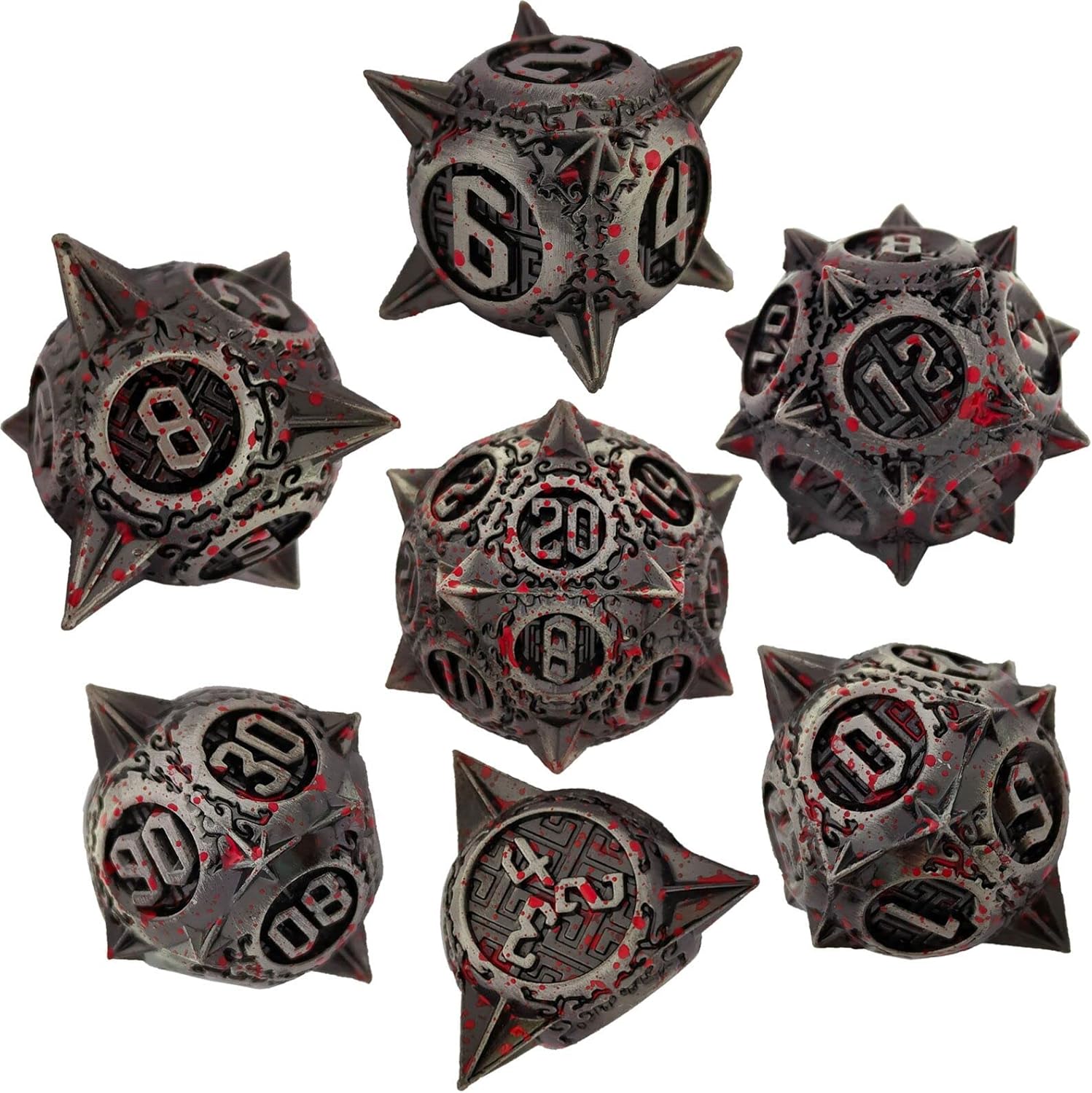 Juego de dados de metal DND, dados de punta redonda, 7 dados poliédricos, MTG Pathfinder D20, juego para juegos de rol RPG, juego de dados D20,