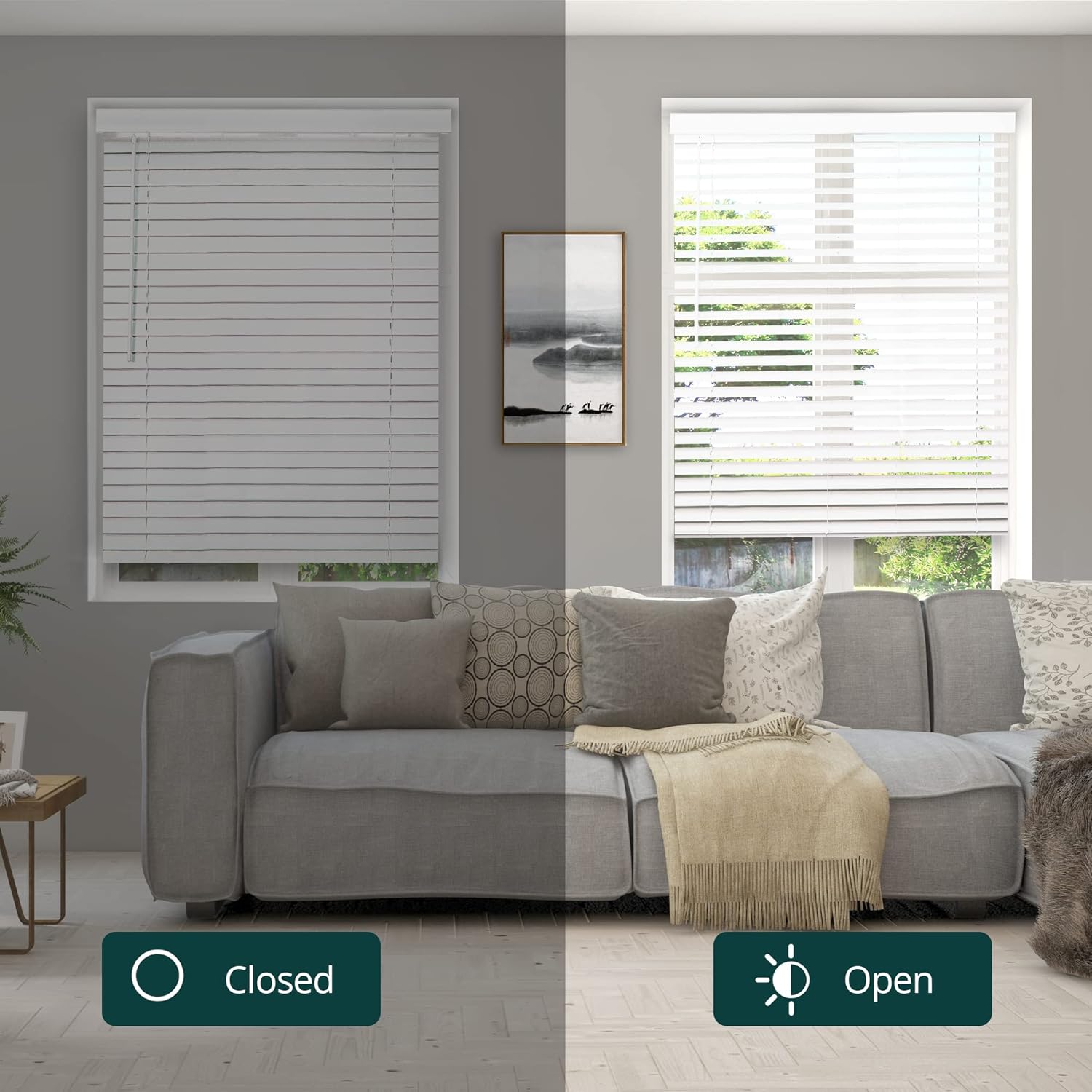 CHICOLOGY Persianas de madera sintética, persianas de madera, cortinas de ventana, tratamientos de ventana, persianas y persianas, persianas para el