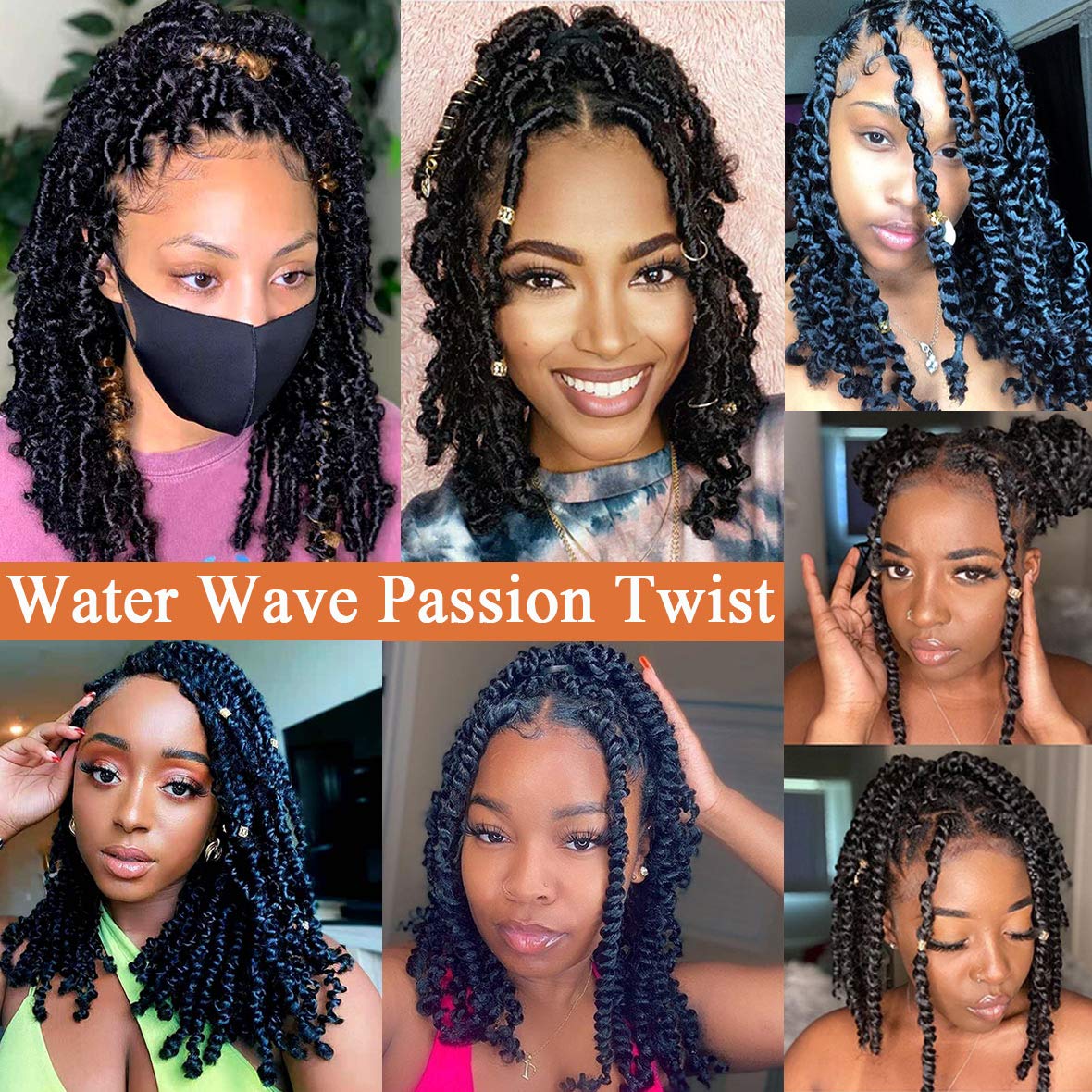 Leeven – pelo rizado de 18 pulgadas en onda de agua de Crochet Twist, 6 unidades, pasión de Twist Crochet, pelo sintético para mujeres negras