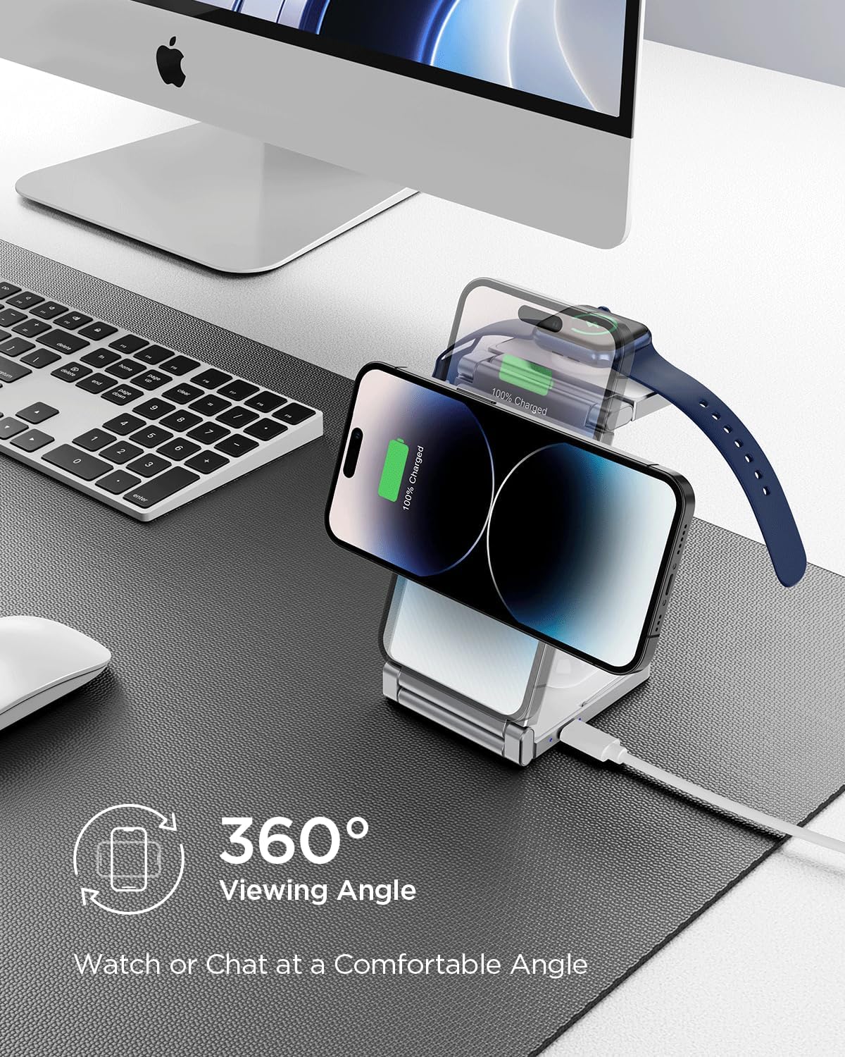 Hohosb – Estación de carga magnética, 3 en 1, plegable, de aleación de zinc, cargador inalámbrico compatible con cargador Magsafe para iPhone