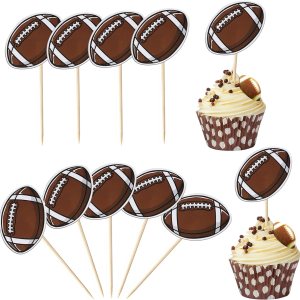 Rsstarxi Paquete de 40 adornos para cupcakes de fútbol americano, bola de rugby, decoración de cupcakes, palillos de dientes para fiesta de Rsstarxi Paquete de 40 adornos para cupcakes de fútbol americano, bola de rugby, decoración de cupcakes, palillos de dientes para fiesta de
