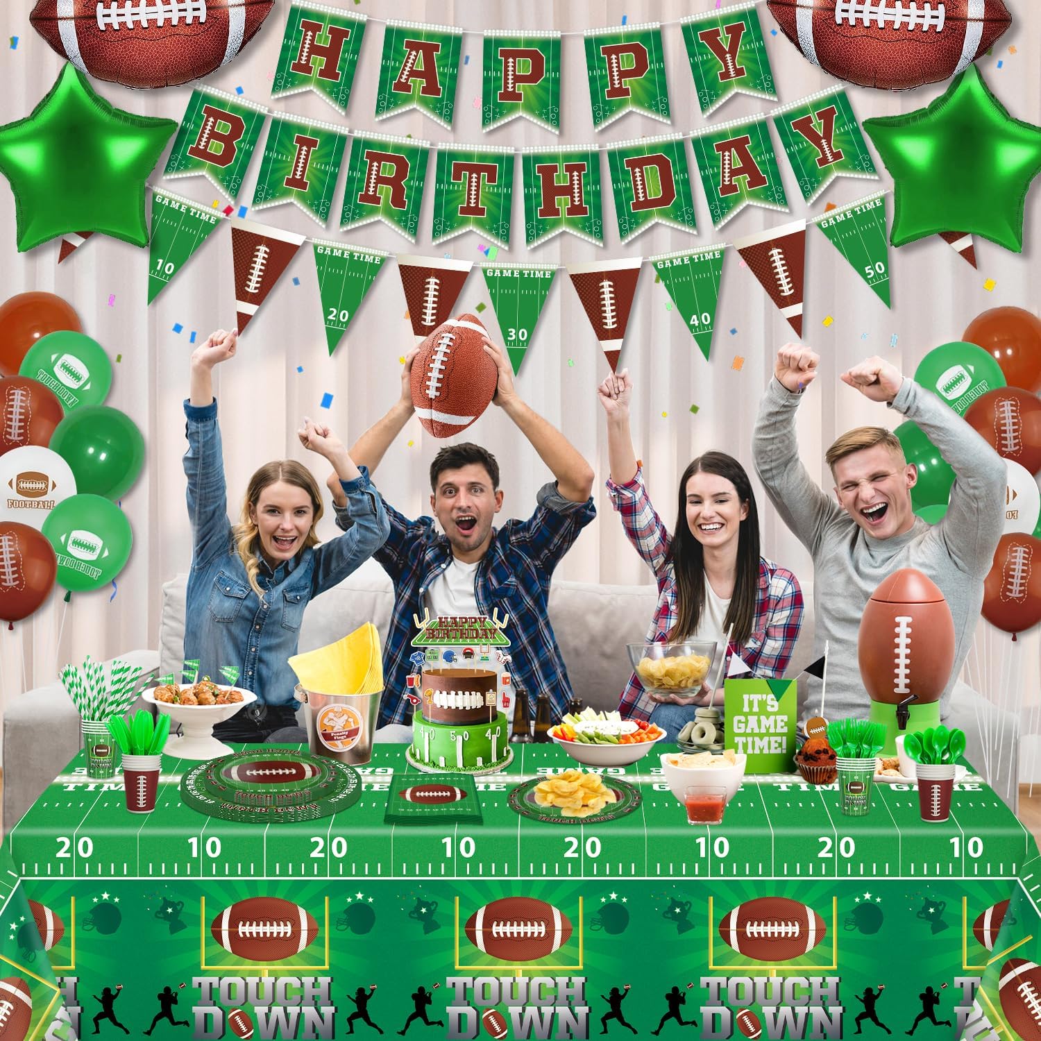 Paquete de 229 decoraciones de fiesta de cumpleaños de fútbol, suministros para fiestas de fútbol, decoración de fiesta de fiesta de juegos