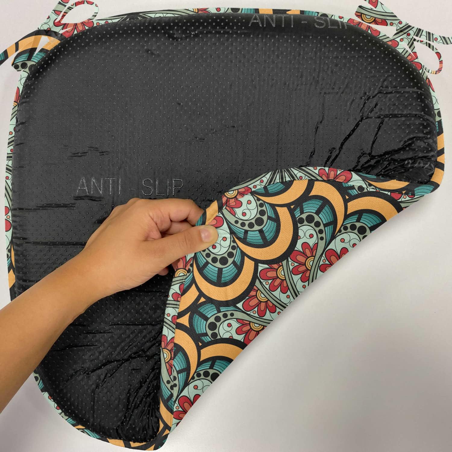 Ambesonne Juego de 6 cojines de asiento para silla, diseño de flores onduladas florecientes como arte de inspiración marroquí, acolchado de asiento