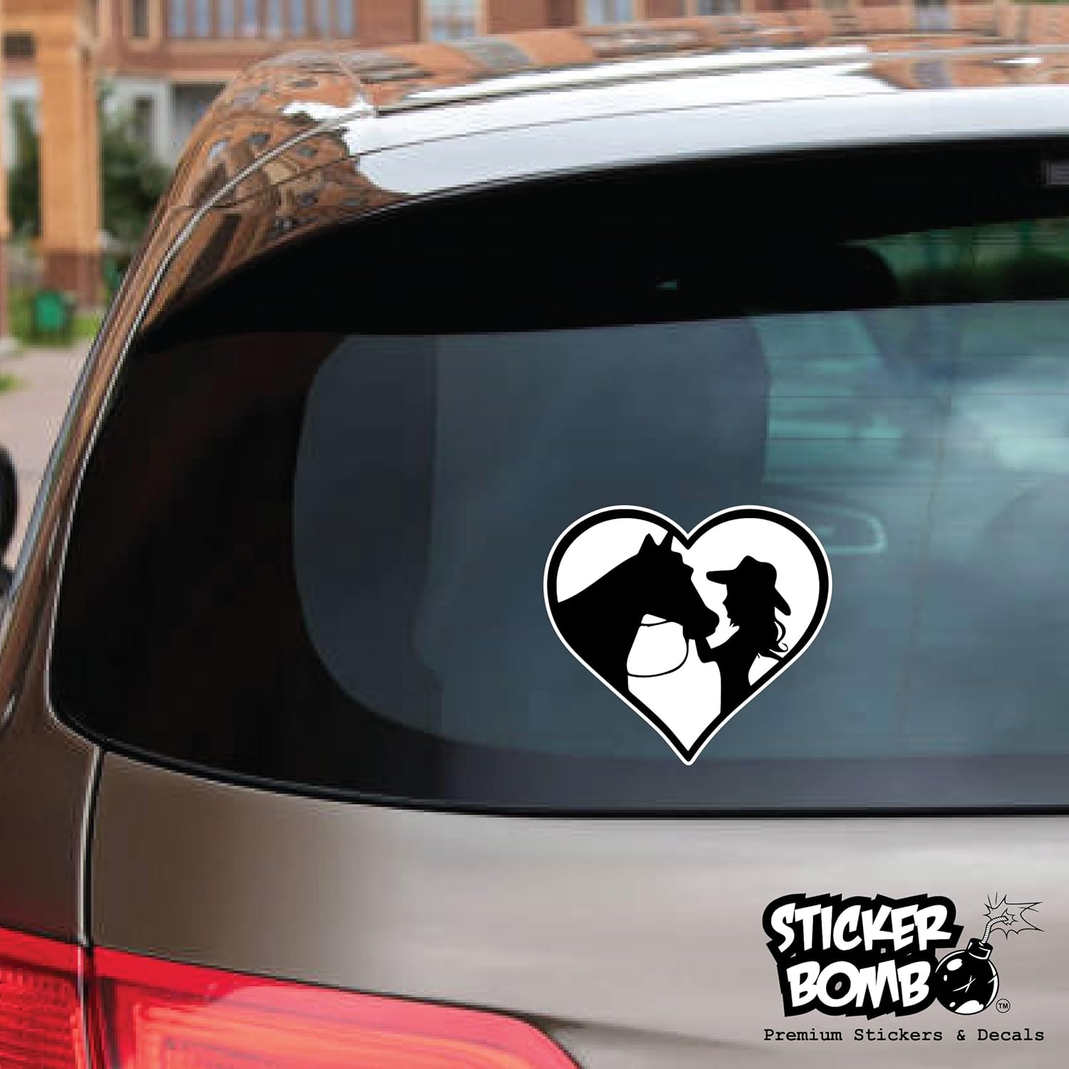 Calcomanía de Sticker Bomb Vinyl de vaquera y caballo en corazón, para automóvil, camión, computadora, en cualquier lugar, vinilo premium para
