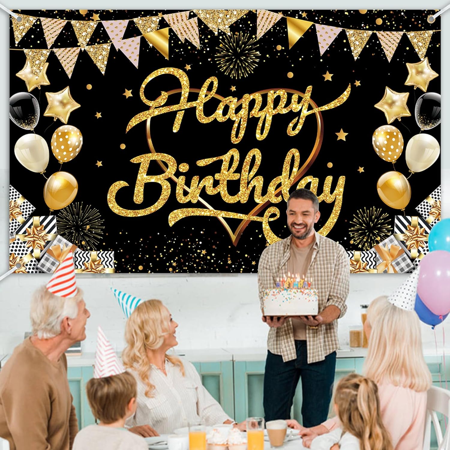 Cartel de cumpleaños, telón de fondo de letreros de feliz cumpleaños, decoración de cumpleaños para mujer, decoraciones de fiesta temática de