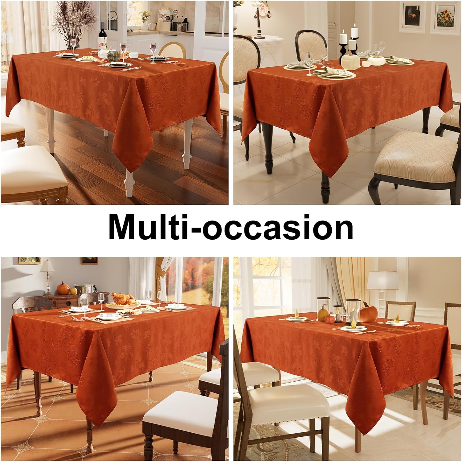 smiry Mantel de jacquard de otoño, 60 x 102 pulgadas, impermeable, hojas de otoño, damasco, manteles rectangulares de tela para fiestas de cosecha y