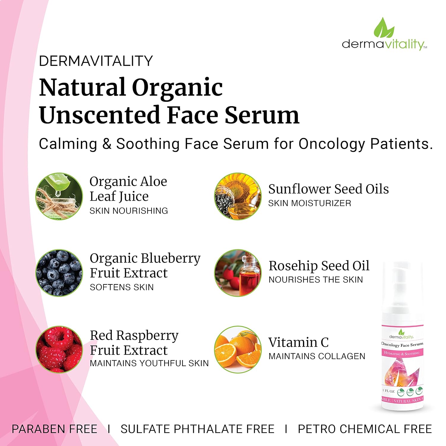 Hidratante facial sin perfume para pacientes de quimioterapia  Crema facial de oncología orgánica natural sin parabenos, ftalatos y químicos suero