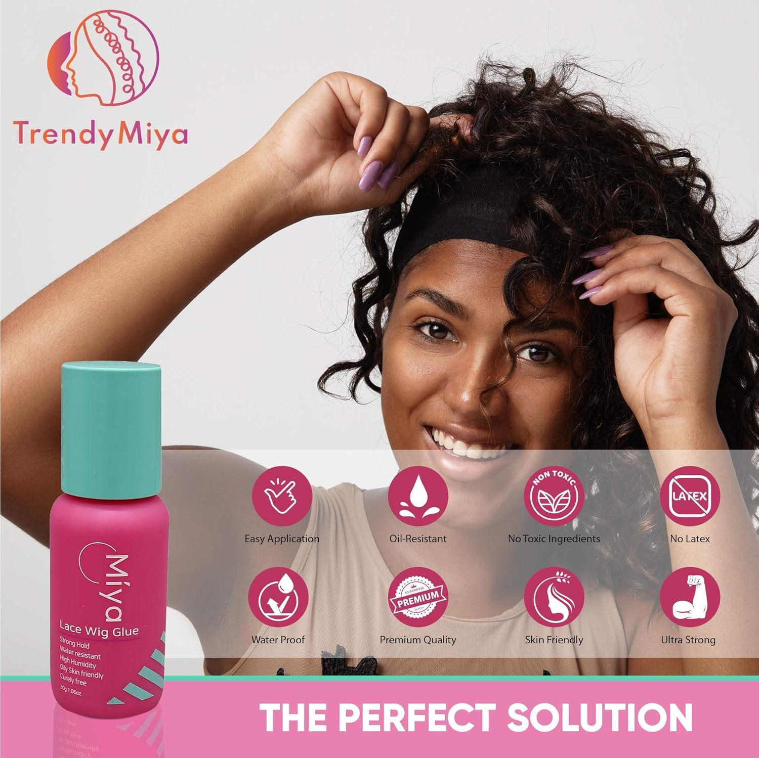 MIYA – Pegamento para peluca de encaje, pegamento para el cabello, 1.0 fl oz y removedor de 2.0 fl oz para tejido, resistente al aceite y al agua,