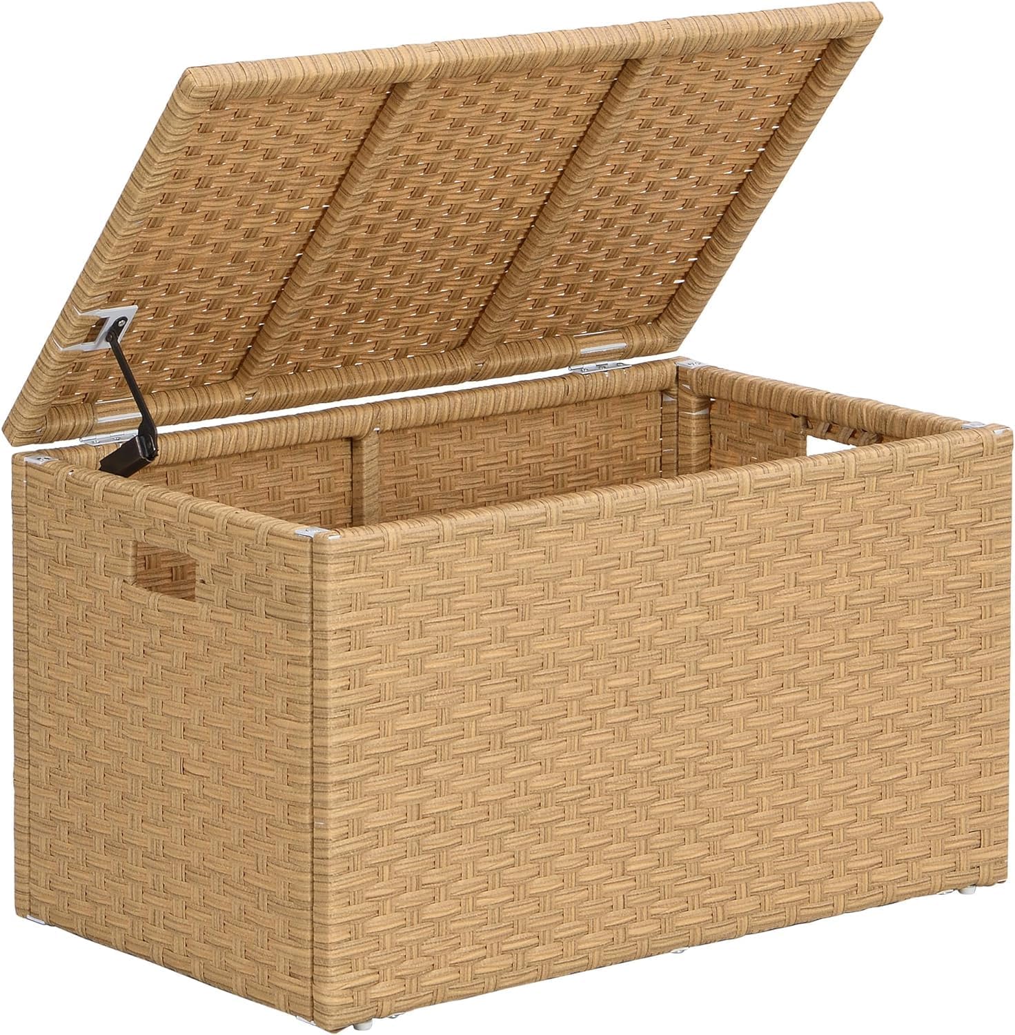 eHemco Tronco de almacenamiento de hojas de plástico tejido resistente con marco de metal, 29.13 x 17.32 x 17.12 pulgadas, natural (amarillento)