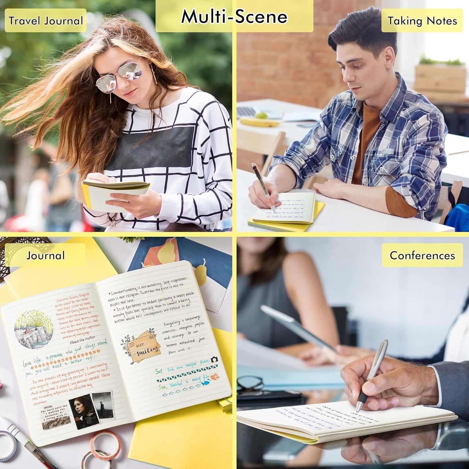 feela – Paquete de 16 cuadernos de tapa suave a granel, cuadernos rayados universitarios para el trabajo para mujeres y niñas, diario de viaje en