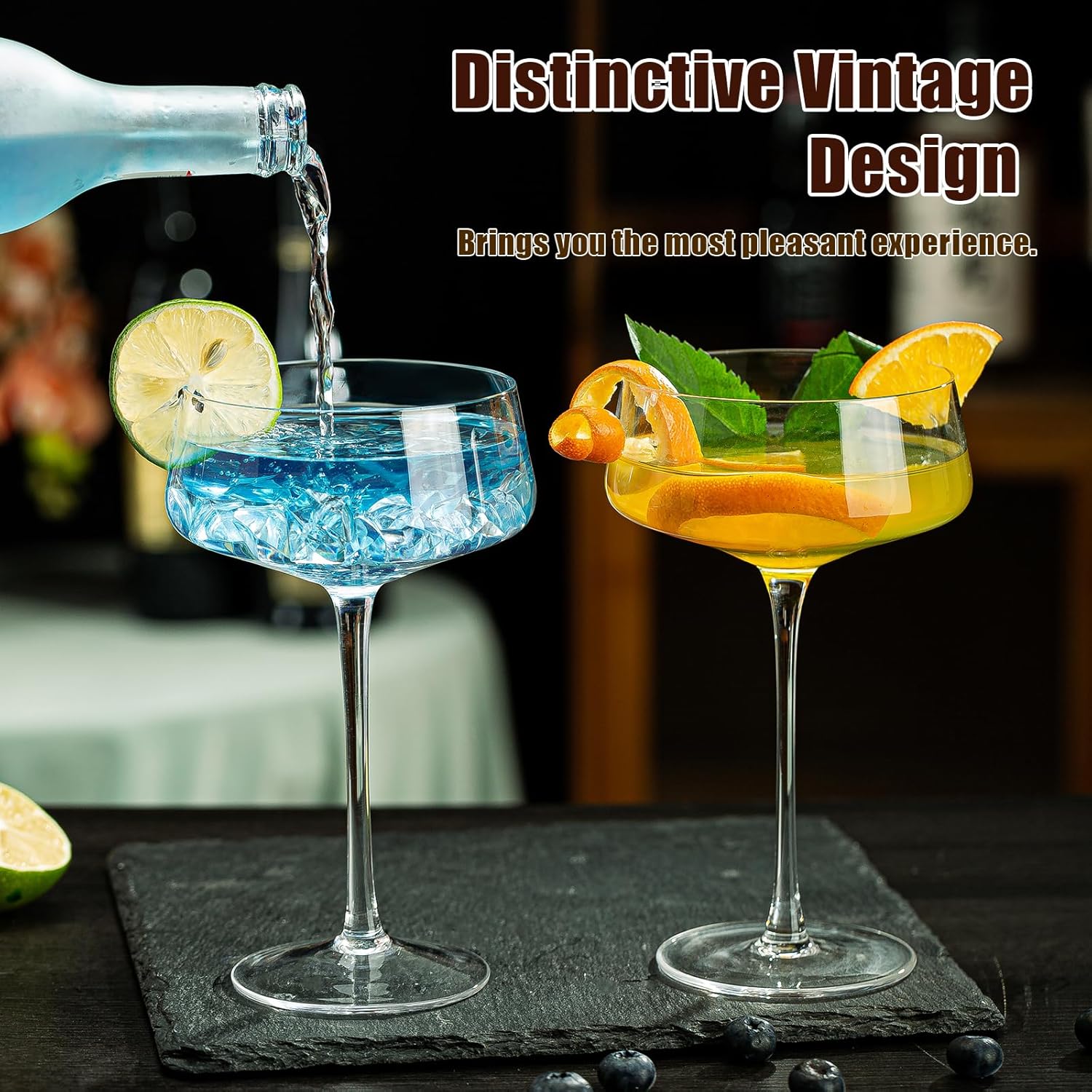 Juego de 6 vasos de Martini de cristal, copas Coupé de 11 onzas, copas de cóctel clásicas, copas de cupé de champán, elegante copa de cristal
