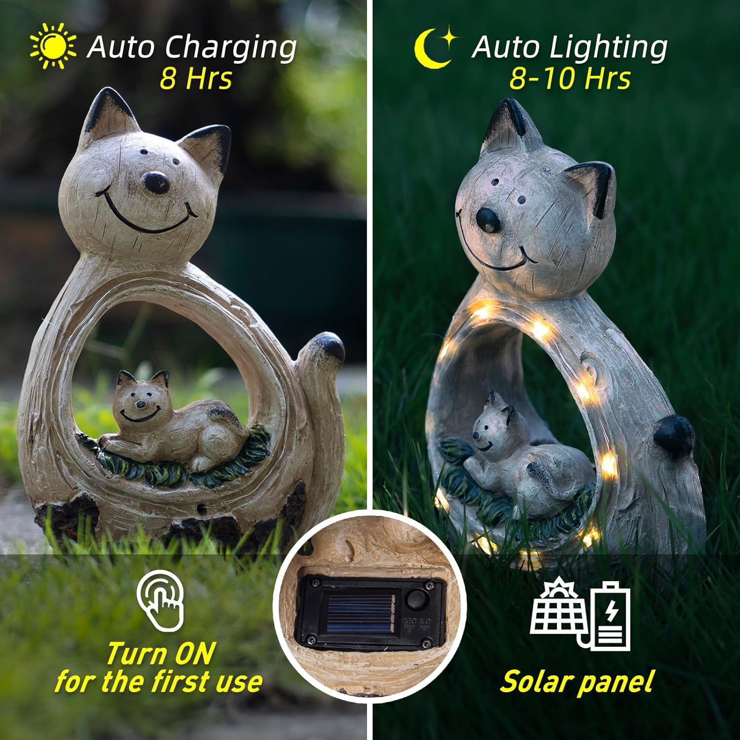 CMTGYPIN Escultura solar para jardín, decoración de animales, regalos únicos, adorno de paisaje de jardín, luz LED impermeable para patio, jardín,