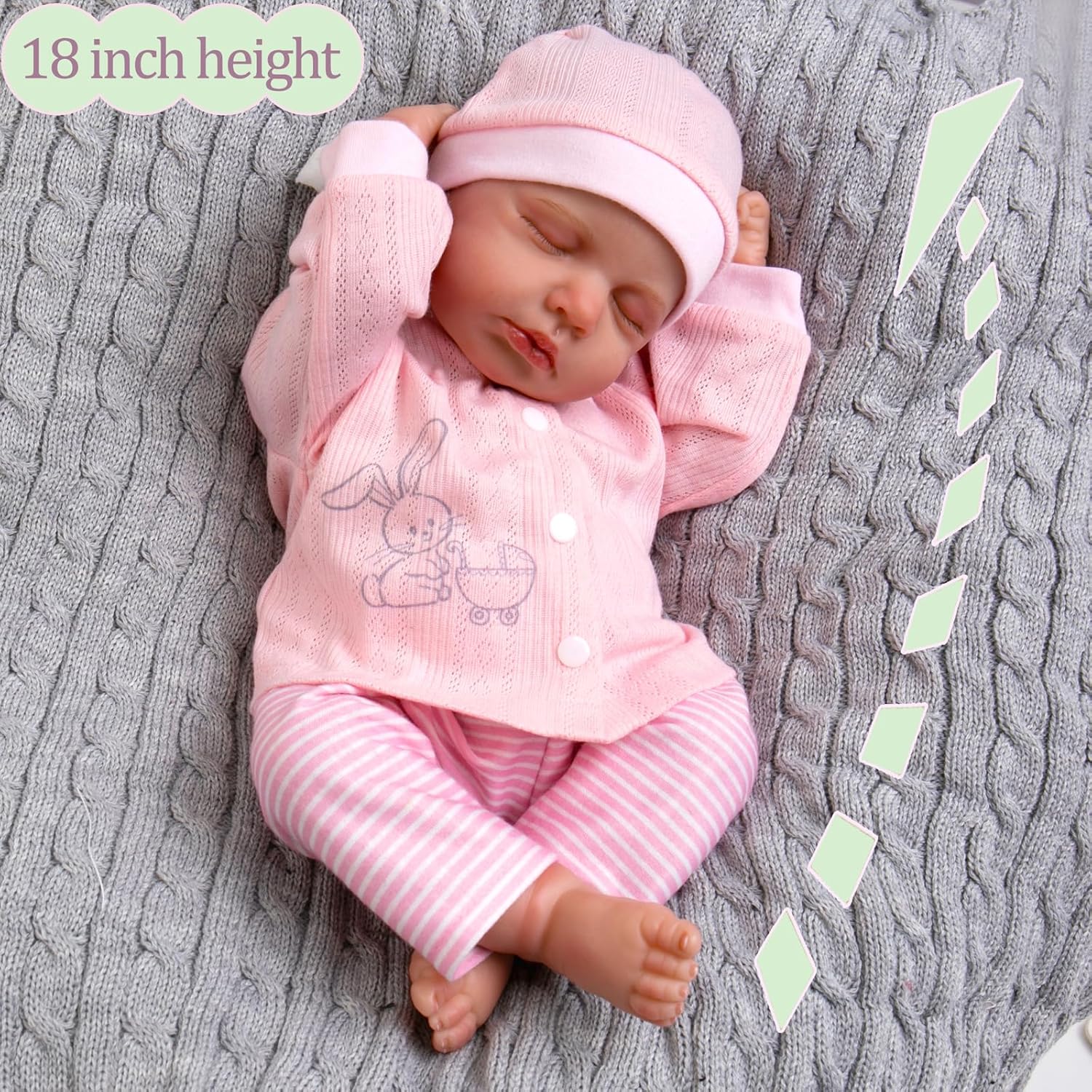 Aori Muñecas de bebé Reborn realistas, de 20 pulgadas, muñeca recién nacida realista con kit de alimentación, regalo para niños a partir de 3 años